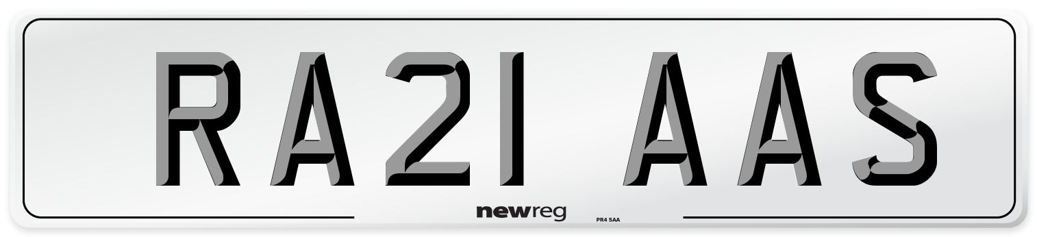 RA21 AAS Number Plate from New Reg